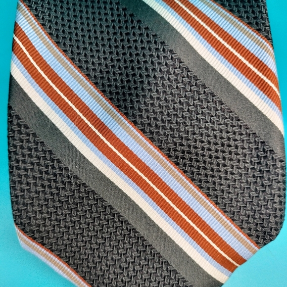 Robert Talbott Men's Striped Tie Gray Multicolored Finest Silk Handsewn Retro - Picture 9 of 12